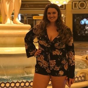 Black and floral romper